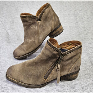 Born Montoro II Womens Boots Brown Suede Leather Zip Ankle Distressed 10 Size 42